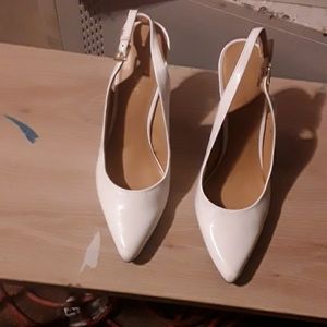 White Nine West high heels